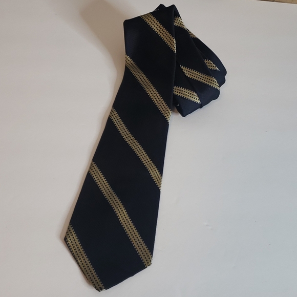 Christian Dior Navy Blue & Yellow Silk Neck Tie - Picture 1 of 4